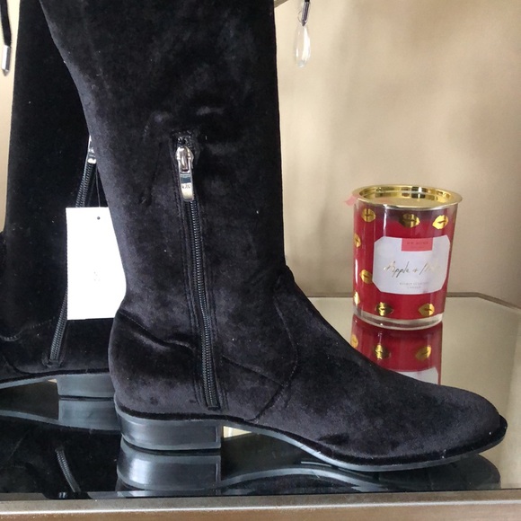 New MARC FISHER Black Velvet Over the Knee Boots - Picture 5 of 14